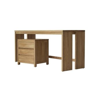 Tikamoon Escritorio de roble macizo con caj&oacute;n de almacenaje