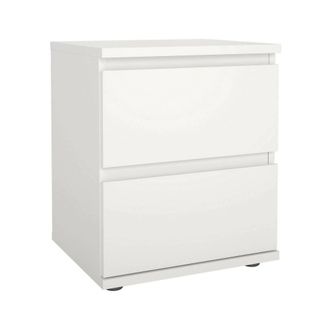 Dmora Mesita De Noche Dmora Con Dos Cajones, Color Blanco, 40,2 X 48,2 X 34 Cm, Con Embalaje Reforzado