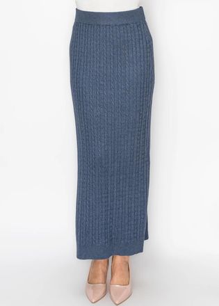 YAL New York Cable Texture Knit Skirt in Blue