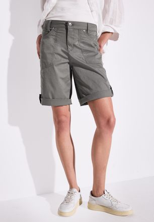 Street One Bermudas STREET ONE Style Yulius, Damen, Gr. 36, N-Gr, grau (overcast grau), Web, Obermaterial: 98% Baumwolle, 2% Elasthan, unifarben, regular fit kni