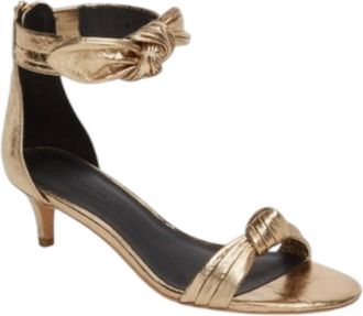 Rebecca Minkoff Womens Kaley Kitten Heel Sandal In Gold Distressed Metallic