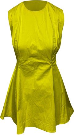 Dior Pre-owned Womens Box Pleated Mini Dress in Yellow Cotton - Green - Size Medium