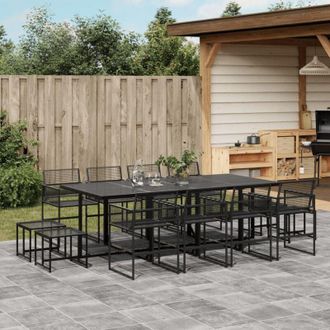 vidaXL Set De Comedor De Jard&iacute;n 13 Pzas Rat&aacute;n Sint&eacute;tico Negro Vidaxl