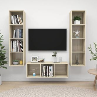vidaXL Vidaxl - Juego De Muebles De Sal&oacute;n 3 Pzas Madera Ingenier&iacute;a Roble Sonoma