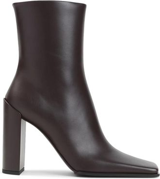 Alaia Square 90 Enkellaarsjes - Dames - Laarzen met Hak - Bruin - 40 EU - Leer - Schoenen