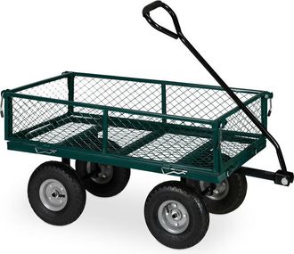 Relaxdays Relaxdays - Carretilla Mano, Pr&aacute;ctica Carreta De Jard&iacute;n, Ruedas Neum&aacute;ticas, Laterales Plegables, Hasta 200 Kg, Verde