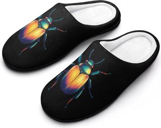 Generic Beetles Mens Slippers Slip On Comfortable Fleece Cotton House Shoes Winter