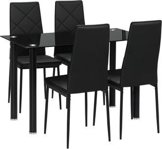 HOMCOM Homcom - Dining Table Set for 4, Kitchen Table and Chairs w/ Padded Seat Black