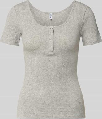 Pieces Slim Fit T-Shirt aus Bio-Baumwoll-Mix Modell KITTE in Hellgrau Melange, Gr&ouml;&szlig;e XL