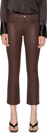 Frame Denim Le Crop Mini Boot Coated Jeans In Dark Chocolate
