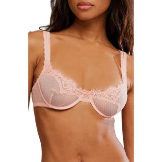 Free People Fiona Underwire Lace Demi Bra in Flamingo Flamenco at Nordstrom, Size 36Dd