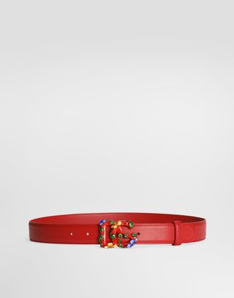 Dolce & Gabbana Calfskin Belt With Carretto Buckle - Woman Belts Multicolor 100