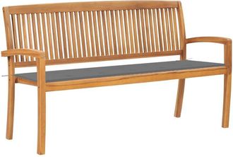 vidaXL Vidaxl - Banco De Jard&iacute;n Apilable Con Coj&iacute;n Madera Maciza Teca 159 Cm