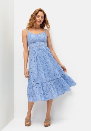 Lascana Midikleid LASCANA, Damen, Gr. 42, N-Gr, blau (hellblau), Web, Obermaterial: 100% Baumwolle. Futter: 100% Baumwolle, unifarben, figurumspielend ca. Mit