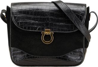 Ferragamo Gancini Leather Suede Shoulder Bag (Pre-Owned)