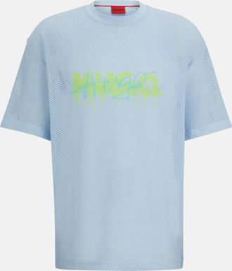 HUGO BOSS Blue Printed Mesh Crewneck Dstaros T-Shirt