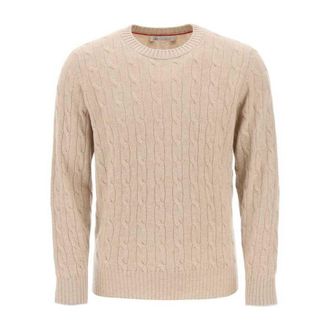 Brunello Cucinelli MenS Light Camel Wool Sweater, Size 44