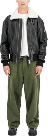 Alpha Industries B-15 Giacca Bomber in Pelle UV Loose Fit - - Jackets - Uomo - Nero - L