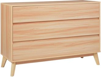 Beliani Cassettiera 3 cassetti in truciolato moderno gambe in pino legno chiaro Sardis