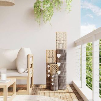 vidaXL Portacandele 3 pz in Vimini Grigio - Vidaxl