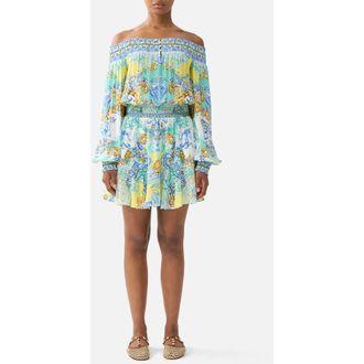 Camilla Off Shoulder Short Dress in Dial Up The Tiles at Nordstrom, Size Xx-Small Au