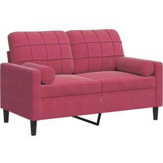 vidaXL Sof&aacute; De 2 Plazas Con Cojines Terciopelo Rojo Tinto 120 Cm Vidaxl