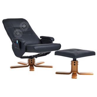 Beliani Beliani - Sill&oacute;n De Masaje Con Respaldo Alto Giratorio Con Calefacci&oacute;n Con Reposapi&eacute;s De Piel Sint&eacute;tica Negro Relaxpro