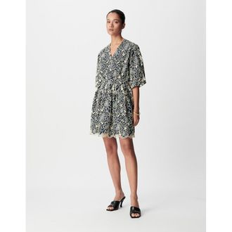 Ikks Korte jurk, korte mouwen, V-hals, uitlopend, bedrukt