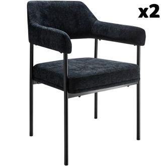 TecTake 2 sillas de comedor de tejido, 120 kg, 58 x 62 x 85 cm, negro