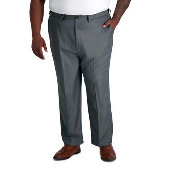 Haggar Mens Cool 18 Classic Fit Flat Pleat Front Hidden Expandable Waistband Pant (Big & Tall Sizes), Graphite-Flat, 52W x 34L