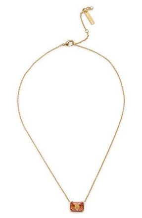 Kurt Geiger Crystal Emerald Pendant Necklace in Rose at Nordstrom Rack