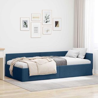 vidaXL Cornice Del Letto Ad Angolo Blu 90 X 190 Cm Tessuto Vidaxl