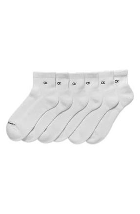 Calvin Klein 6-Pack Quarter Cut Socks in White at Nordstrom Rack
