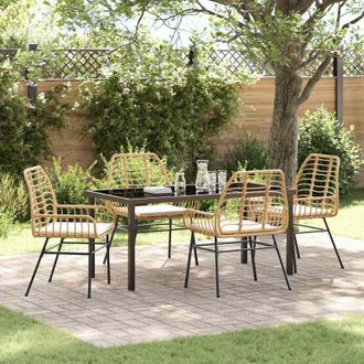vidaXL Vidaxl - Conjunto De Comedor De Jard&iacute;n 5 Pcs Marr&oacute;n Rat&aacute;n Sint&eacute;tico