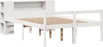 vidaXL Bookcase Bed without Mattress White 140x190 cm Solid Wood Pine vidaXL
