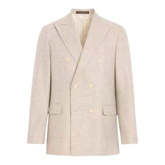 Oscar Jacobson Blazer doppiopetto Farris Glencheck - - Jackets - Uomo - Beige - M