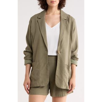Matty M Bronson Linen Blend Blazer in Olive at Nordstrom Rack, Size X-Large