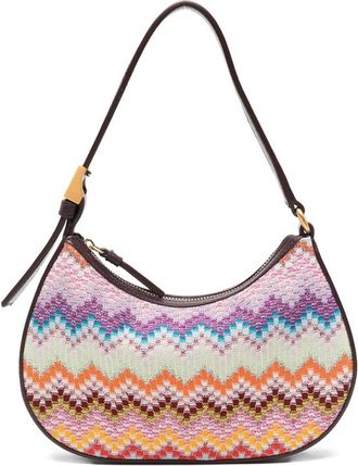 Missoni Mini Zigzag-knit Leather-trim Shoulder Bag