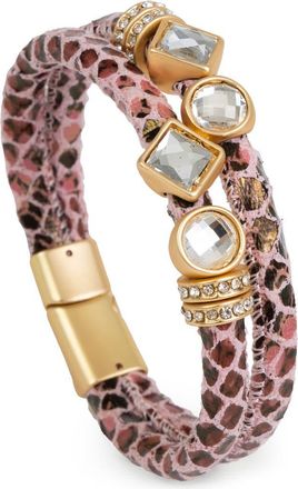 Saachi Crystal Faux Leather Bracelet in Light Pink at Nordstrom Rack