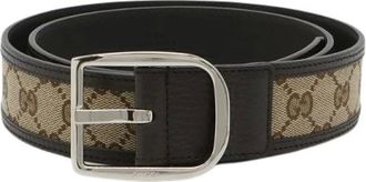 Gucci Pre-owned Belts, male, Beige, Size: ONE SIZE Pre-owned GG Canvas Leather Belt
