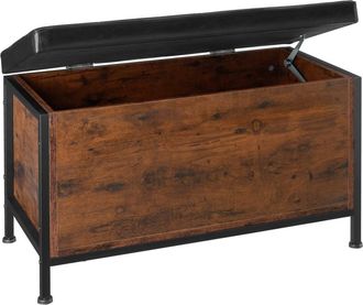 TecTake Arc&oacute;n acolchado de estilo industrial 81,5x41,5x50,5 cm madera oscura