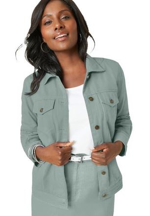 Jessica London Classic Cotton Denim Jacket in Grey Spruce at Nordstrom, Size 26