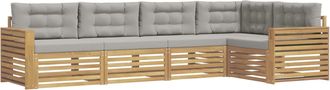 vidaXL Conjunto De Sof&aacute;s De Exterior 5 Uds. Blanco Y Gris Claro Vidaxl