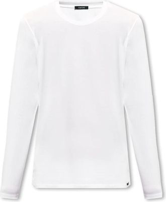 Tom Ford T-shirt met Logo - Heren - Longsleeves - Wit - L - Katoen - Tops