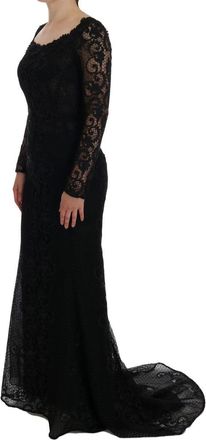 Dolce & Gabbana Womens Black Floral Sheath Dress Polyester