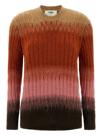 Fendi ribbed logo-embroidered knit sweater - Brown