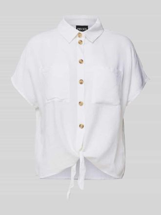 Pieces Regular Fit Hemdbluse aus Viskose-Leinen-Mix Modell PIA in Weiss, Gr&ouml;&szlig;e XL