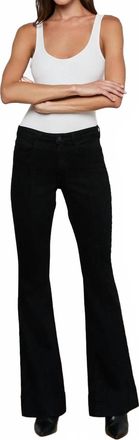 L'agence Lenora Low Rise Seamed Flare Jeans In Noir