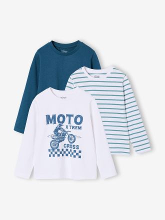 Vertbaudet 3er-Pack Shirts Jungen BASIC Langarm mit Recycling-Baumwolle wei&szlig;