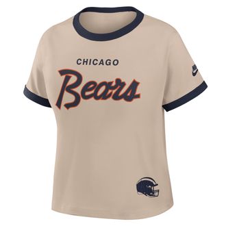 Nike Chicago Bears Rewind Ringer Mod Nike Womens NFL Cropped T-Shirt in Brown | 04N90J2MQ7Q-X5Q